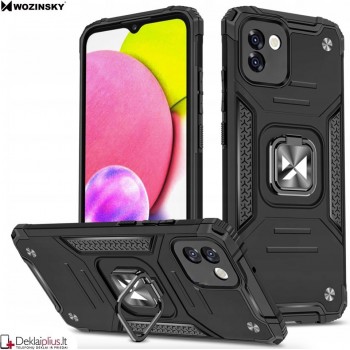 Wozinsky smūgiams atsparus dėklas su žiedu - juodas (Samsung A03)   